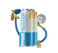 FrostMEISTER 2 in 1 - Set di ricarica per aria condizionata auto (2 barattoli da 400 ml + tubo con manometro e adattatore) - per R1234yf (a partire dall'anno di costruzione 2017), applicazione rapida