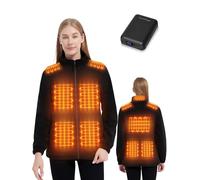 FrostVoyage Giacca Riscaldata Donna con Batteria da 18400 mAh, Giubbotto Gilet Pile Riscaldato Donna con Power Bank, Invernale Abbigliamento Riscaldato Lavoro, 10 Zone di Riscaldamento