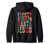 Frosty Rudolph Santa Jesus Believe Felpa con Cappuccio