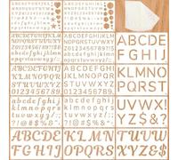 FrostyFlair 14 Pezzi Modelli di Lettere e Numeri, 1.3cm, 1.9cm, 2.5cm, 5.1cm Stencil di Lettere e Numeri, Stencil in Plastica per Pittura, Progetti Creativi e Decorazioni Murali