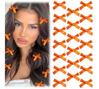 FrostyFlair Fermagli per Capelli Piccoli, 20 Pezzi Mini Fiocchi Arancioni per Donne e Ragazze, Fermagli in Seta Satinata, Clip Alligatore in Metallo Y2K Accessori