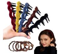 FrostyFlair Set di Cerchietti Zickzack (5 Pezzi) - Cerchietti e 5 Elastici Kawaii per Donne e Ragazze - Fascia di Velluto con Denti a Onda e Design Zigzag - Regali Natalizi