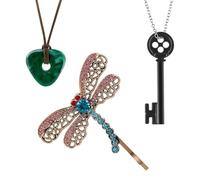 FrostyFlair Set di Gioielli per Costume, Collana con Ciondolo Occhi di Bottone, Clip Libellula per Cosplay, Gioielli per Halloween & Accessori Cinematografici, Regalo per Appassionati