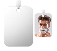 FrostyFlair Specchio Doccia Antinebbia per Rasatura, 17x13cm Specchio da Doccia con Gancio, Specchio Piccolo per Trucco da Viaggio & Camping, Infrangibile per Uomini & Donne