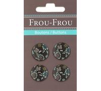 Frou-Frou 7124 18 10 - Bottoni in Nylon, Confezione da 4 Pezzi, Motivo Floreale, Colore Sfondo: Marrone