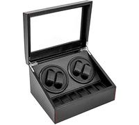 Froulaland Orologio automatico avvolgitore in pelle PU orologio automatico scatola di avvolgimento 4+6 scatola di immagazzinaggio scatola in fibra di carbonio contenitore regalo, Nero