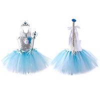 Frozen 2 Vestito Tutù Carnevale Elsa BiancoTulle Simil Elsa Tutu Dress FROZ038