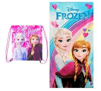 Frozen Anna Elsa Telo Mare Cotone 100% 70x140cm Bambina + Sacco 40x30cm