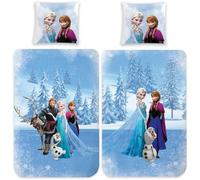 Frozen - Biancheria da letto per bambini, motivo: Regina di ghiaccio Sven 135 x 200 cm + 80 x 80 cm, 100% cotone rinforzato di qualità Disney Sven Kristoff Snowman ELSA Anna Olaf Arendelle con