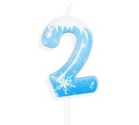 Frozen Candele Compleanno 2 Anno,3D Numero Candele,Blu Bianco Numero 2 Candele di Snowflake Compleanno Candele Torta Decorazione, Adatto A Feste di Compleanno Festa Frozen Theme
