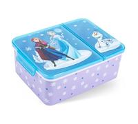 Frozen Die Eiskönigin - Contenitore per il pranzo per bambini con 2 scomparti, con chiusura a clip, per l'asilo, la scuola e i viaggi, motivo Elsa Anna Olaf, robusto e leggero