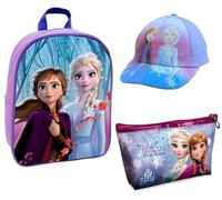 Frozen-Disney Set 3 Articoli, Zaino Asilo, Astuccio, Cappellino, Originali con Etichette
