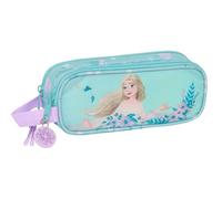 Frozen II Hello Spring - Astuccio doppio per bambini, astuccio per bambini, ideale per bambini in età scolastica, comodo e versatile, qualità e resistenza, 21 x 6 x 8 cm, colore blu chiaro, Blu