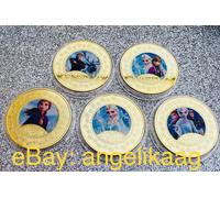 Frozen Il Ice Princess Elsa, Anna, Kristoff, Olaf, Sven Placcato Oro Moneta Set