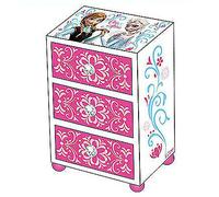 FROZEN mini-cassettiera in legno fucsia con 3 cassetti pomelli con brillantini