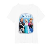 Frozen Poster with Elsa, Anna, Kristoff And Olaf Maglietta, Donna Plus-Size, Bianco, 2X