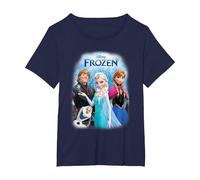 Frozen Poster with Elsa, Anna, Kristoff And Olaf Maglietta, Donna Plus-Size, Navy, 3X