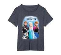 Frozen Poster with Elsa, Anna, Kristoff And Olaf Maglietta, Donna Plus-Size, Pervinca, 2X