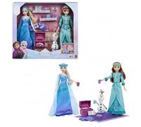 Mattel Disney Frozen - Pigiama Party tra Sorelle, set con bambole Anna e Elsa, personaggio Olaf e 12 accessori a tema inclusi tra cui camicie da notte e pantofole, JML08