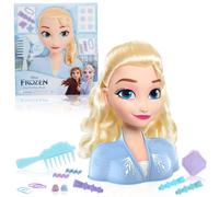 Frozen Testa di Elsa da pettinare 2 Disney, 17 pezzi inclusi accessori da indoss