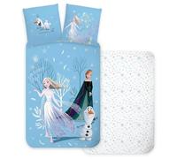 Frozen Trees Copripiumino Singolo 140x200 + Federa Cotone Elsa Anna | Set lenzuola reversibile | Cotone naturale traspirante Oeko-Tex | Disney ufficiale | Bambine 3-10 | Regalo | Idea regalo
