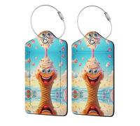 Frozen Yogurt 4 PCS Business Travel PU etichetta in pelle adatta per borse/zaini/bagagli