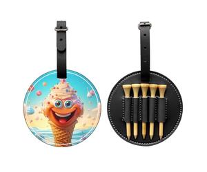 Frozen Yogurt - Borsa portaoggetti per tee da golf, design portatile, facile da organizzare, nero, Taglia unica