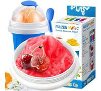Frozens Squeeze Cup,Tazza per Slush,Slushy Maker,Homemade Smoothie Cup,Slush Ice Maker con Cannuccia e Cucchiaio 2 in 1,per DIY Homemade Milk Shake Ice Cream,per Cola o Succo di Frutta,Blu