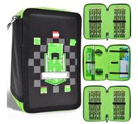 FRPABCF Astuccio Matite per Bambini con Scomparti Multipli, Astuccio Triplo Riempito Per My World Fan Bambini, verde Astuccio