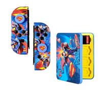 FRTEC - Kit di accessori SUPERMAN DC con licenza ufficiale, custodia rigida + impugnature compatibili con Nintendo Switch e Switch OLED