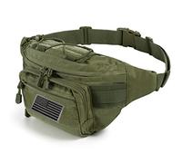 FRTKK Marsupio tattico militare con bandiera USA Patch Utility Hip Pack con cinghia regolabile per attività all'aperto, pesca, ciclismo, campeggio, escursionismo, passeggiate con il cane, Verde