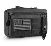 FRTKK Tasca tattica Molle Admin Utility Taglio laser Edc Tool Pouch Bag orizzontale modulare borse include bandiera USA patch e portachiavi (nero)