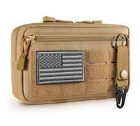 FRTKK Tasca tattica Molle Admin Utility Taglio laser Edc Tool Pouch Bag orizzontale modulare borse include bandiera USA patch e portachiavi (marrone chiaro)