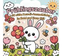 Frühlingszauber - 50 süße Kawaii-Ausmalbilder im Bold and Easy Stil: Malbuch Frühling für Kinder ab 5 Jahre, Kawaii bold and easy Ausmalbilder