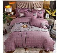 Fruffi Chic con Fiori Fatti a Mano Copertina per Trapunta per Letto Coperta Chiusura con Cerniera al 100% Cover Piumino Trapuntato Morbido Set 4pcs Regina Completa 1. 8m Letto-4 (Colore: 4) (2)
