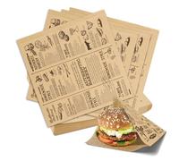 FRUHLING 100 sacchetti di carta per hamburger, grassi, panini, spuntini, patatine fritte, per hamburger, panini, patatine, formaggi, torte, 18 x 18 cm