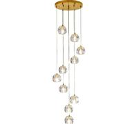 Fruid Lampadario Moderno in Cristallo per Scale,per Soffitti Alti,Plafoniera in Cristallo K9,Altezza Regolabile,Lampadina G9 (Inclusa),Grande Lampadario Lungo per Scale,Ville(10L 40 * 120cm, Bronze)
