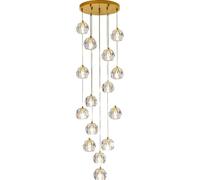 Fruid Lampadario Moderno in Cristallo per Scale,per Soffitti Alti,Plafoniera in Cristallo K9,Altezza Regolabile,Lampadina G9 (Inclusa),Grande Lampadario Lungo per Scale,Ville(6L 30 * 120cm, Bronze)