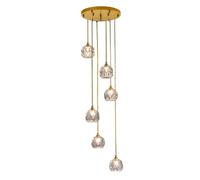Fruid Lampadario Moderno in Cristallo per Scale,per Soffitti Alti,Plafoniera in Cristallo K9,Altezza Regolabile,Lampadina G9 (Inclusa),Grande Lampadario Lungo per Scale,Ville(8L 40 * 120cm, Bronze)