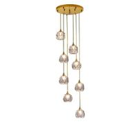 Fruid Lampadario Moderno in Cristallo per Scale,per Soffitti Alti,Plafoniera in Cristallo K9,Altezza Regolabile,Lampadina G9 (Inclusa),Grande Lampadario Lungo per Scale,Ville(15L 50 * 200cm, Bronze)