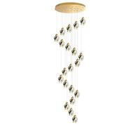 Fruid Lampadario per Scale in Cristallo Taglio Diamante con Telecomando,Plafoniera Moderna per Scale Dimmerabile,Grande Lampadario Lungo con Altezza Regolabile,Plafoniera di Lusso(15 Lights, Gold)