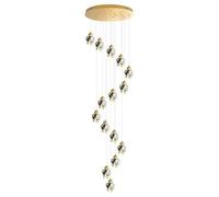 Fruid Lampadario per Scale in Cristallo Taglio Diamante con Telecomando,Plafoniera Moderna per Scale Dimmerabile,Grande Lampadario Lungo con Altezza Regolabile,Plafoniera di Lusso(10 Lights, Gold)