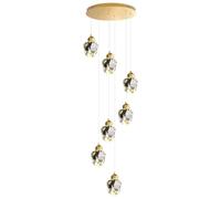 Fruid Lampadario per Scale in Cristallo Taglio Diamante con Telecomando,Plafoniera Moderna per Scale Dimmerabile,Grande Lampadario Lungo con Altezza Regolabile,Plafoniera di Lusso(20 Lights, Gold)