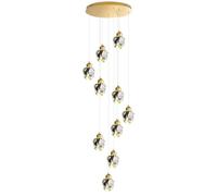 Fruid Lampadario per Scale in Cristallo Taglio Diamante con Telecomando,Plafoniera Moderna per Scale Dimmerabile,Grande Lampadario Lungo con Altezza Regolabile,Plafoniera di Lusso(7 Lights, Gold)