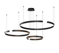 Fruid Set lampadario a C 40+60+80cm Nero/Bianco - Plafoniera Moderna con Telecomando,Altezza Regolabile di 150cm,Dimmerabile per Soggiorno,Sala da Pranzo e Ampi spazi(40+60+80cm 100W, Black)