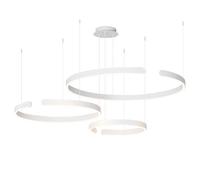 Fruid Set lampadario a C 40+60+80cm Nero/Bianco - Plafoniera Moderna con Telecomando,Altezza Regolabile di 150cm,Dimmerabile per Soggiorno,Sala da Pranzo e Ampi spazi(40+60+80cm 100W, White)
