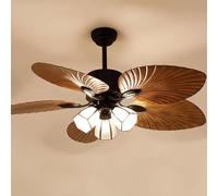 Fruid Ventilatore da soffitto con Telecomando,Ventilatore da soffitto Vintage con 3 luci 5 Pale del Ventilatore in ABS Motore Reversibile Paralume in Vetro 3 velocità(52in(132cm), 3 Light)