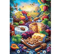 Fruit And Cheese Feast in Flower Meadow Puzzle 500 Pezzi Giochi Da Tavolo Per Serate Divertimento in Gruppo Rilassamento E Convivialità Regalo Per Amici 500 PCS