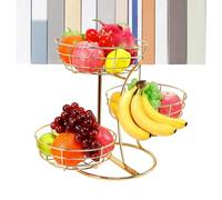 Fruit Basket - 3-Tier Metal, Space Saving Storage with Steel Design, Kitchen Counter Organizer, Fruit Basket Stand, Pantry Cabinet Holder for Home Apartment Restaurant Food Vegetable Potato Bread