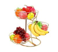 Fruit Basket - 3 Tier Metal Storage Rack, Non Slip Space Saving Organizer, Kitchen Counter Produce Holder Stand, Multi Level Food Display Storage Solution For Home Pantry Cabinet Apartment Restaurant
